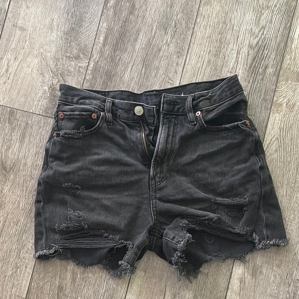 American Eagle Distressed Black Denim Shorts